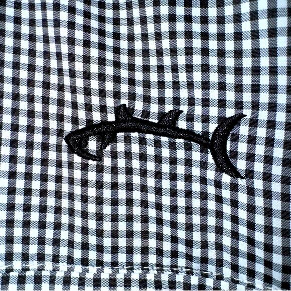 Men’s Bluefin Black/White Gingham Short Sleeve Performance Sport Fishing Shirt S - Picture 3 of 5